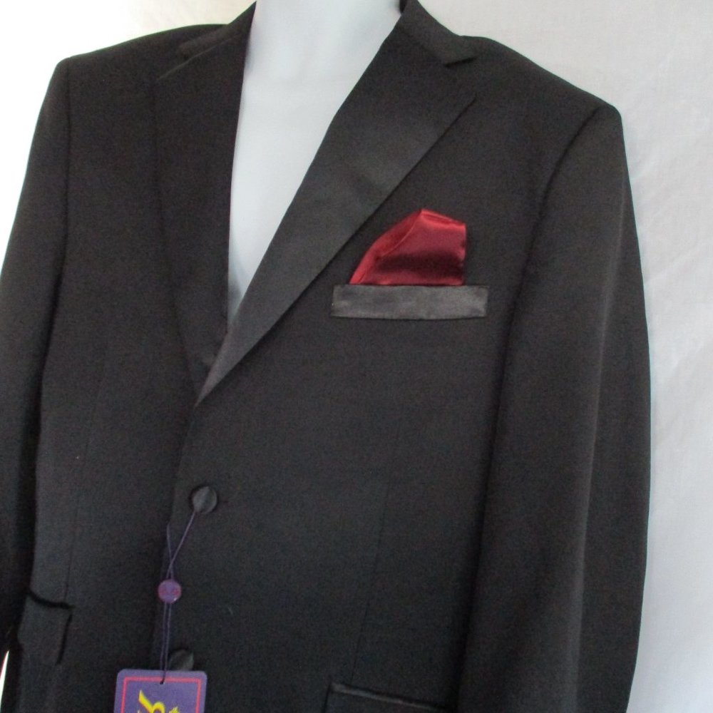 NEW  RR ORSINI Tuxedo Sport Jacket Suit Blazer Pant 40R BLACK Formal Wedding - Picture 7 of 8